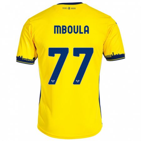 Kandiny Férfi Jordi Mboula #77 Sárga Idegenbeli Jersey 2023/24 Mez Póló Ing