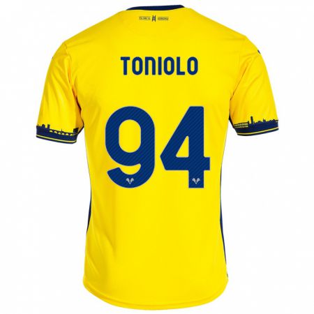 Kandiny Férfi Giacomo Toniolo #94 Sárga Idegenbeli Jersey 2023/24 Mez Póló Ing