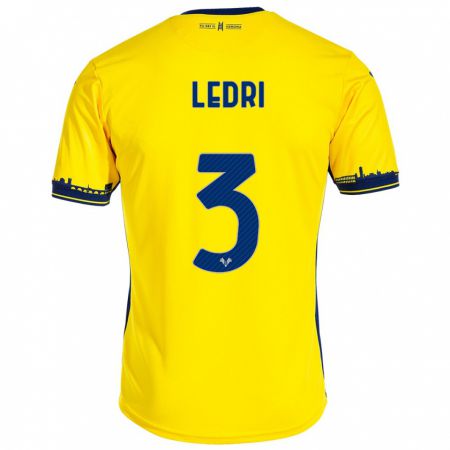 Kandiny Férfi Michela Ledri #3 Sárga Idegenbeli Jersey 2023/24 Mez Póló Ing