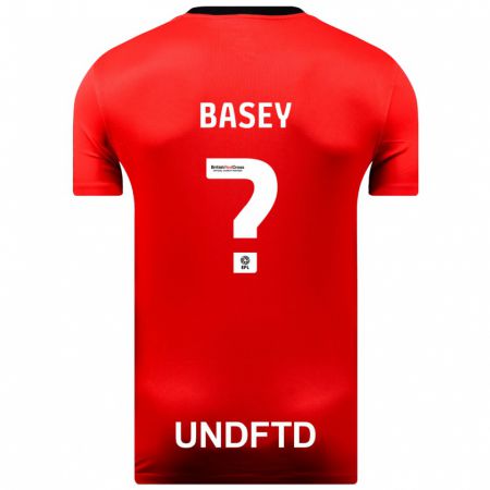 Kandiny Férfi Oliver Basey #0 Piros Idegenbeli Jersey 2023/24 Mez Póló Ing