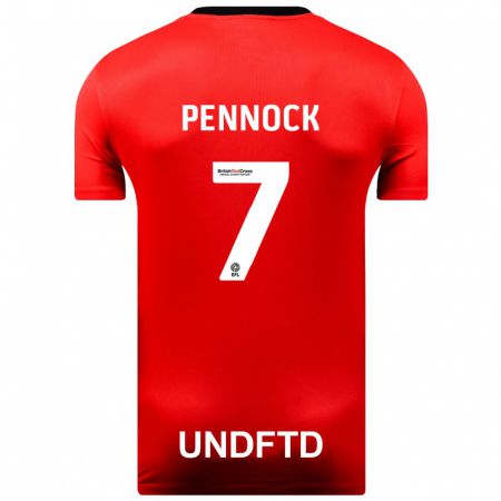 Kandiny Férfi Jade Pennock #7 Piros Idegenbeli Jersey 2023/24 Mez Póló Ing