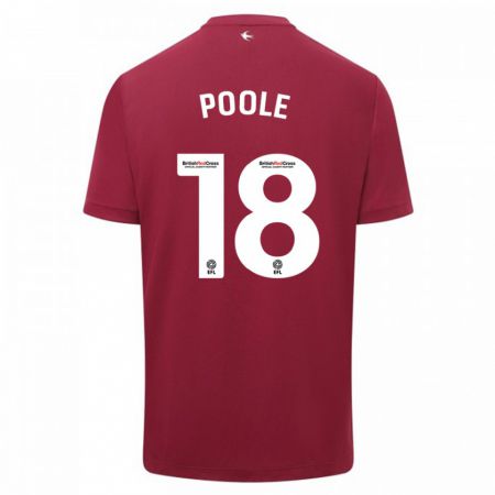 Kandiny Férfi Phoebie Poole #18 Piros Idegenbeli Jersey 2023/24 Mez Póló Ing