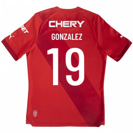 Kandiny Férfi Bryan González #19 Piros Idegenbeli Jersey 2023/24 Mez Póló Ing