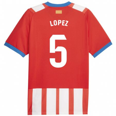 Kandiny Női David López #5 Piros Fehér Hazai Jersey 2023/24 Mez Póló Ing