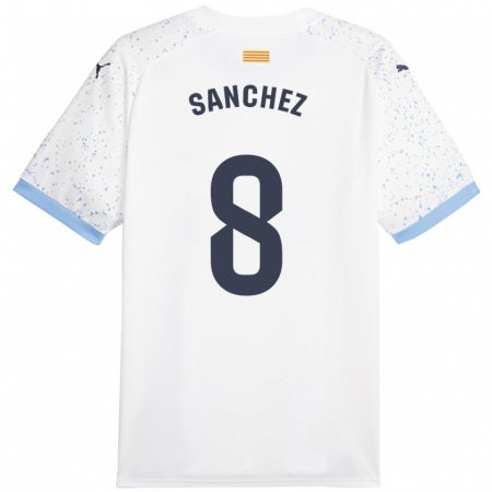 Kandiny Női Miguel Ángel Sánchez #8 Fehér Idegenbeli Jersey 2023/24 Mez Póló Ing