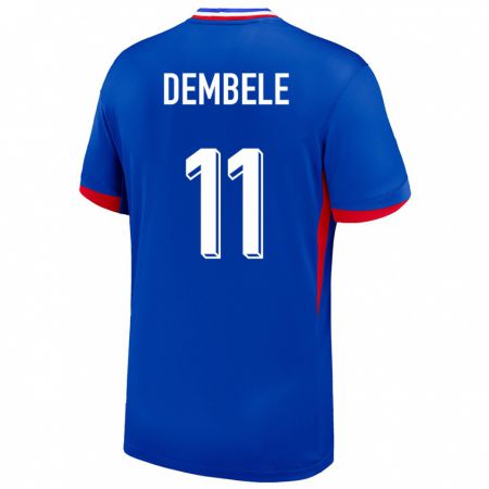 Kandiny Gyermek Franciaország Ousmane Dembele #11 Kék Hazai Jersey 24-26 Mez Póló Ing