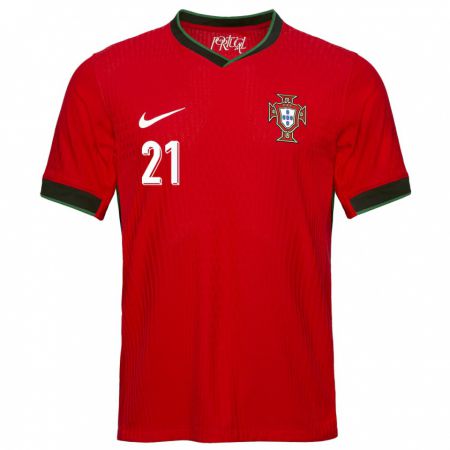 Kandiny Gyermek Portugália Mateus Fernandes #21 Piros Hazai Jersey 24-26 Mez Póló Ing