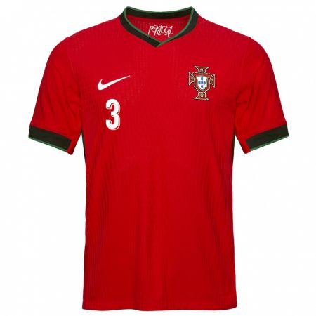 Kandiny Gyermek Portugália Pepe #3 Piros Hazai Jersey 24-26 Mez Póló Ing