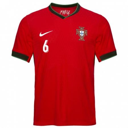 Kandiny Gyermek Portugália Vasco Santos #6 Piros Hazai Jersey 24-26 Mez Póló Ing