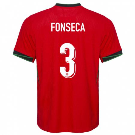 Kandiny Gyermek Portugália Joao Fonseca #3 Piros Hazai Jersey 24-26 Mez Póló Ing