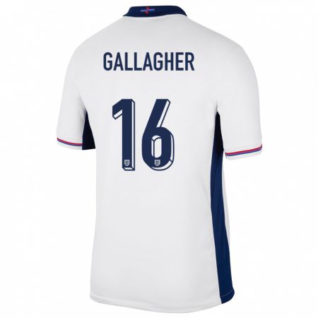 Kandiny Gyermek Anglia Conor Gallagher #16 Fehér Hazai Jersey 24-26 Mez Póló Ing