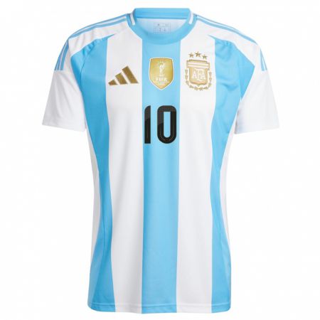 Kandiny Gyermek Argentína Lionel Messi #10 Fehér Kék Hazai Jersey 24-26 Mez Póló Ing