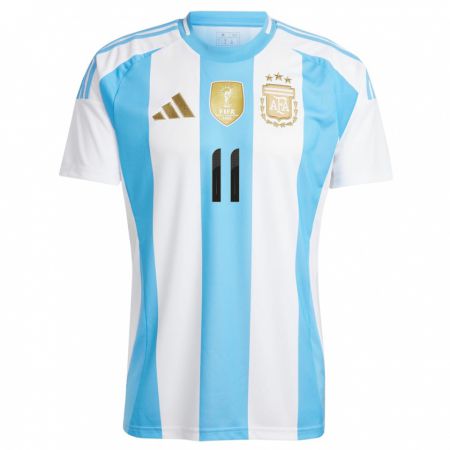 Kandiny Gyermek Argentína Angel Di Maria #11 Fehér Kék Hazai Jersey 24-26 Mez Póló Ing