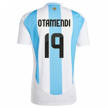 Kandiny Gyermek Argentína Nicolas Otamendi #19 Fehér Kék Hazai Jersey 24-26 Mez Póló Ing