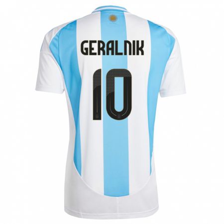 Kandiny Gyermek Argentína Tiago Geralnik #10 Fehér Kék Hazai Jersey 24-26 Mez Póló Ing