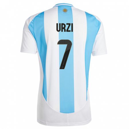 Kandiny Gyermek Argentína Agustin Urzi #7 Fehér Kék Hazai Jersey 24-26 Mez Póló Ing