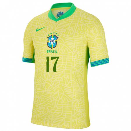 Kandiny Gyermek Brazília Lucas Beraldo #17 Sárga Hazai Jersey 24-26 Mez Póló Ing