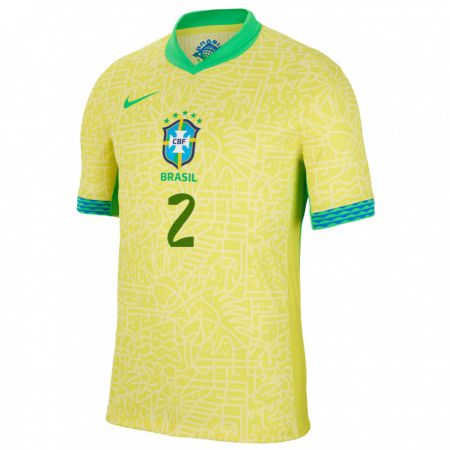 Kandiny Gyermek Brazília Antonia #2 Sárga Hazai Jersey 24-26 Mez Póló Ing