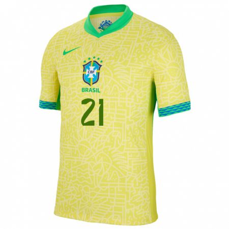 Kandiny Gyermek Brazília Lauren Costa #21 Sárga Hazai Jersey 24-26 Mez Póló Ing