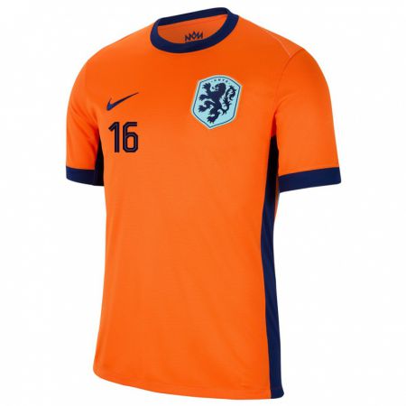 Kandiny Gyermek Hollandia Lize Kop #16 Narancs Hazai Jersey 24-26 Mez Póló Ing