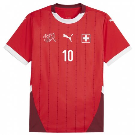 Kandiny Gyermek Svájc Granit Xhaka #10 Piros Hazai Jersey 24-26 Mez Póló Ing