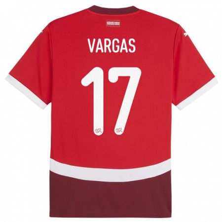 Kandiny Gyermek Svájc Ruben Vargas #17 Piros Hazai Jersey 24-26 Mez Póló Ing