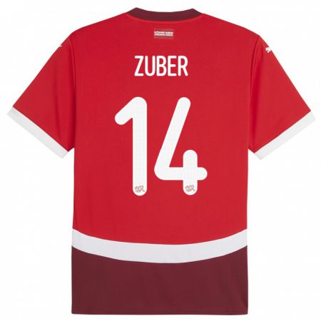 Kandiny Gyermek Svájc Steven Zuber #14 Piros Hazai Jersey 24-26 Mez Póló Ing