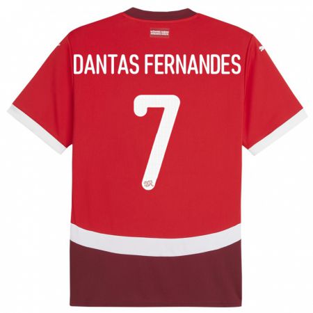 Kandiny Gyermek Svájc Ronaldo Dantas Fernandes #7 Piros Hazai Jersey 24-26 Mez Póló Ing