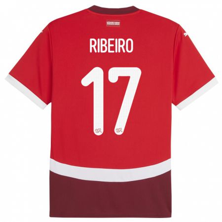 Kandiny Gyermek Svájc Joel Ribeiro #17 Piros Hazai Jersey 24-26 Mez Póló Ing