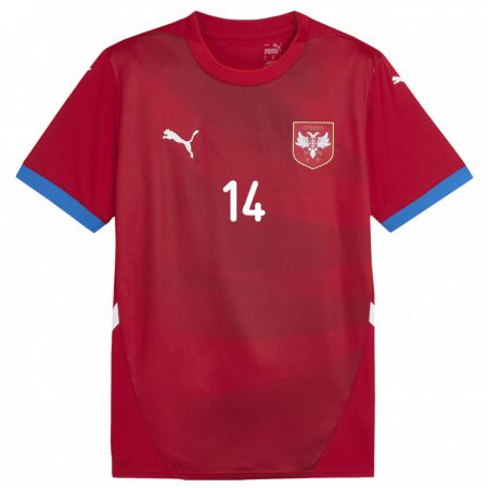 Kandiny Gyermek Szerbia Vladimir Miletic #14 Piros Hazai Jersey 24-26 Mez Póló Ing