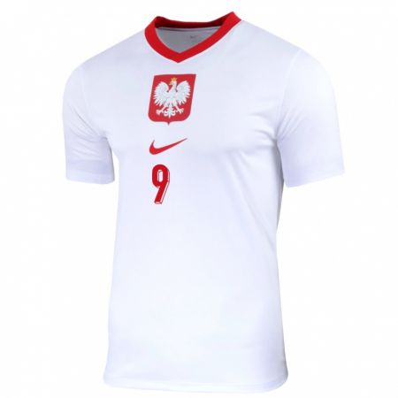 Kandiny Gyermek Lengyelország Robert Lewandowski #9 Fehér Hazai Jersey 24-26 Mez Póló Ing