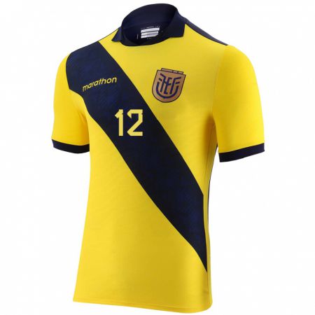 Kandiny Gyermek Ecuador Ethan Minda #12 Sárga Hazai Jersey 24-26 Mez Póló Ing