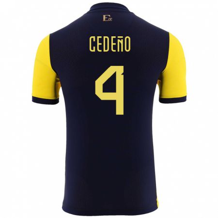 Kandiny Gyermek Ecuador Stefany Cedeno #4 Sárga Hazai Jersey 24-26 Mez Póló Ing