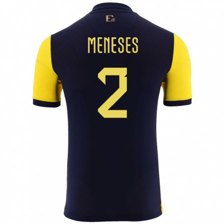 Kandiny Gyermek Ecuador Randy Meneses #2 Sárga Hazai Jersey 24-26 Mez Póló Ing