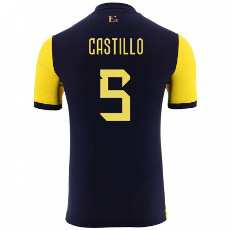 Kandiny Gyermek Ecuador Denil Castillo #5 Sárga Hazai Jersey 24-26 Mez Póló Ing