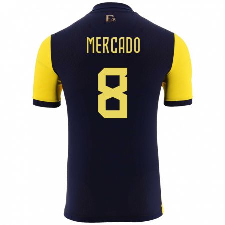 Kandiny Gyermek Ecuador Patrik Mercado #8 Sárga Hazai Jersey 24-26 Mez Póló Ing