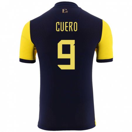 Kandiny Gyermek Ecuador Justin Cuero #9 Sárga Hazai Jersey 24-26 Mez Póló Ing