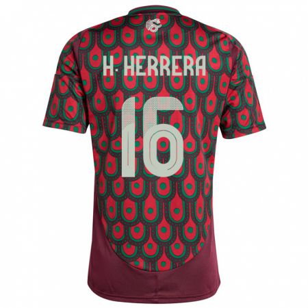 Kandiny Gyermek Mexikó Hector Herrera #16 Gesztenyebarna Hazai Jersey 24-26 Mez Póló Ing