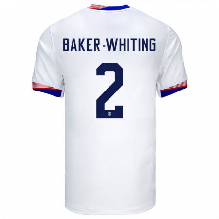 Kandiny Gyermek Egyesült Államok Reed Baker Whiting #2 Fehér Hazai Jersey 24-26 Mez Póló Ing