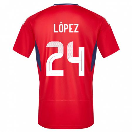 Kandiny Gyermek Costa Rica Douglas Lopez #24 Piros Hazai Jersey 24-26 Mez Póló Ing