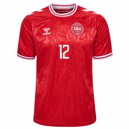 Kandiny Gyermek Dánia Kasper Dolberg #12 Piros Hazai Jersey 24-26 Mez Póló Ing