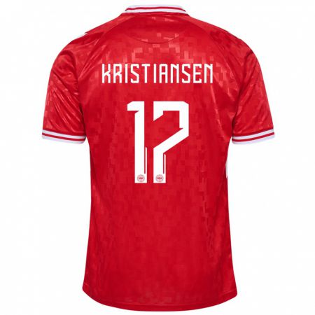 Kandiny Gyermek Dánia Victor Kristiansen #17 Piros Hazai Jersey 24-26 Mez Póló Ing