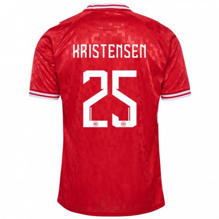 Kandiny Gyermek Dánia Rasmus Kristensen #25 Piros Hazai Jersey 24-26 Mez Póló Ing