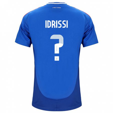 Kandiny Gyermek Olaszország Riyad Idrissi #0 Kék Hazai Jersey 24-26 Mez Póló Ing