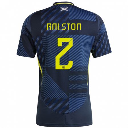 Kandiny Gyermek Skócia Anthony Ralston #2 Sötétkék Hazai Jersey 24-26 Mez Póló Ing