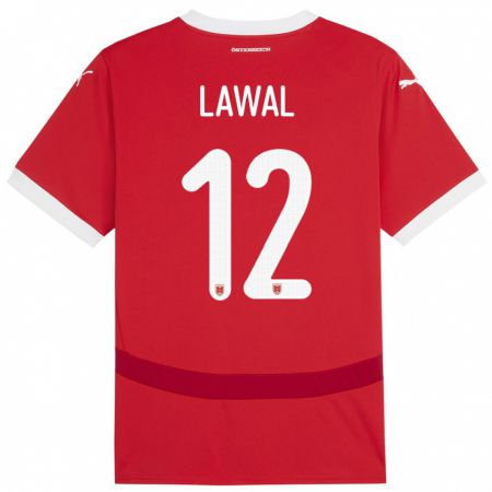 Kandiny Gyermek Ausztria Tobias Lawal #12 Piros Hazai Jersey 24-26 Mez Póló Ing