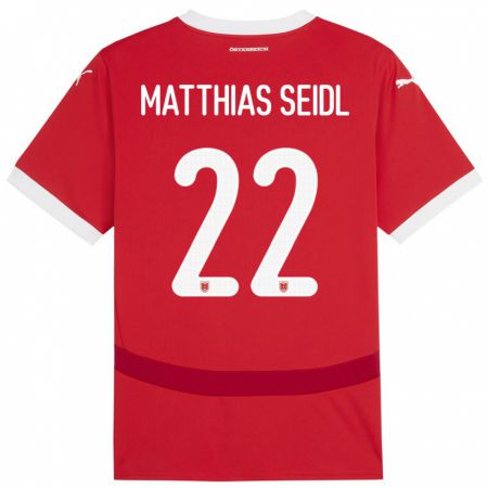 Kandiny Gyermek Ausztria Matthias Seidl #22 Piros Hazai Jersey 24-26 Mez Póló Ing