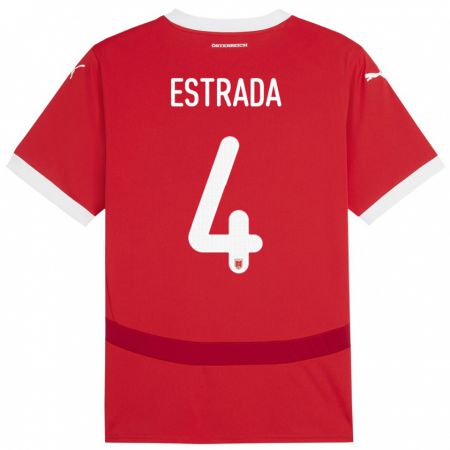 Kandiny Gyermek Ausztria Pascal Estrada #4 Piros Hazai Jersey 24-26 Mez Póló Ing