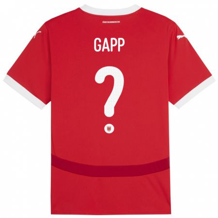 Kandiny Gyermek Ausztria Alexander Gapp #0 Piros Hazai Jersey 24-26 Mez Póló Ing
