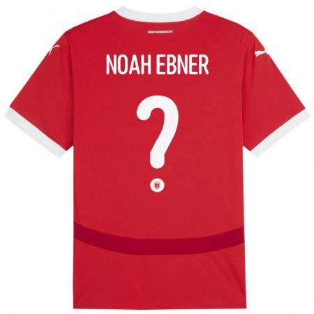 Kandiny Gyermek Ausztria Noah Ebner #0 Piros Hazai Jersey 24-26 Mez Póló Ing